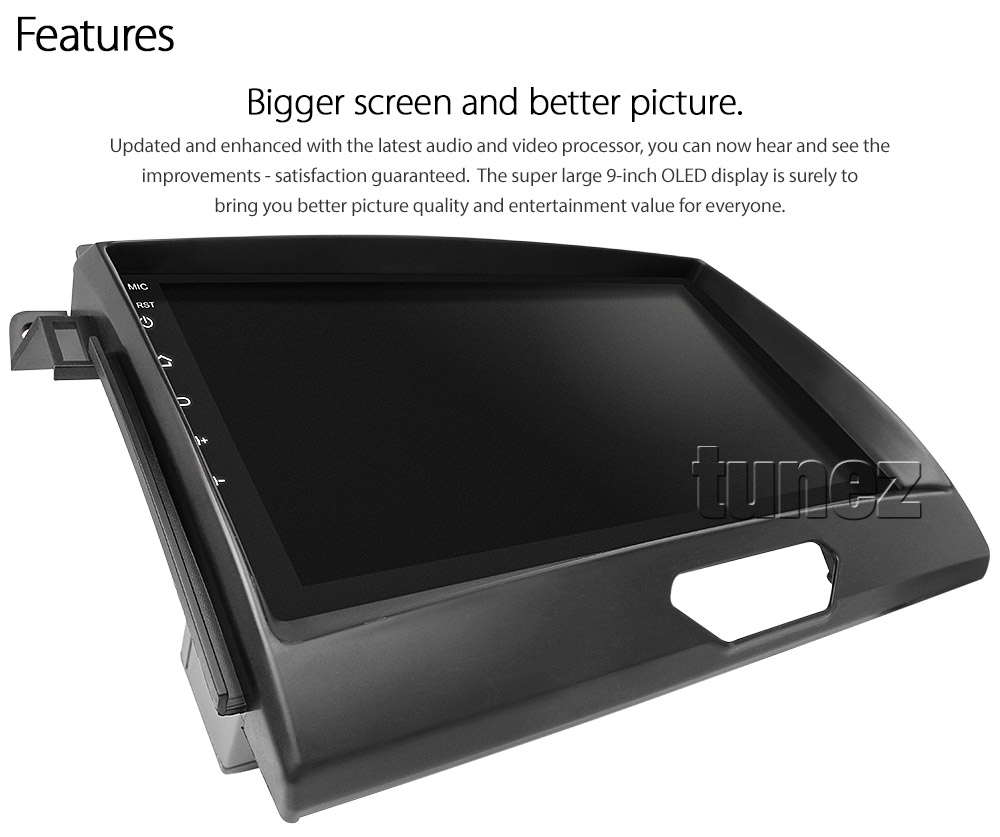 SRRFRT601AND GPS Aftermarket Ford Ranger T6 PX Mk2 Mk3 Year 2015 2016 2017 2018 2019 large 9-inch 9' touchscreen Universal Double DIN Latest Australia UK European USA Original CarPlay Android Auto 10 Car USB player radio stereo 4G LTE WiFi head unit details Aftermarket External and Internal Microphone Bluetooth Europe Sat Nav Navi Plug and Play ISO Plug Wiring Harness Matching Fascia Kit Facia Free Reversing Camera Album Art ID3 Tag RMVB MP3 MP4 AVI MKV Full High Definition FHD MyLink My Link 1080p DAB+ Digital Radio DAB + Connects2